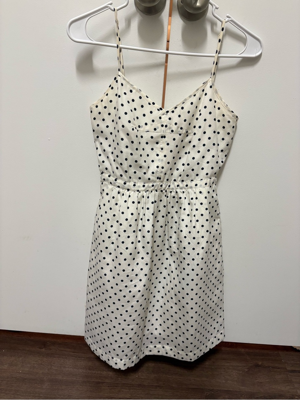 J. Crew White Polka Dot Spaghetti Strap Mini Dress